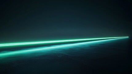 Poster - Abstract green light streak on a dark background.