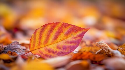 Aufkleber - Vibrant Autumn Leaf on a Colorful Ground