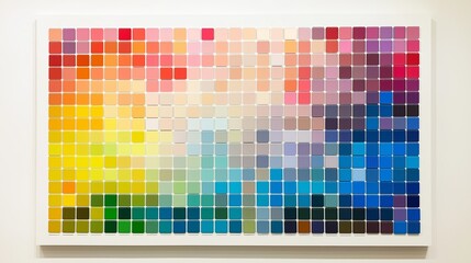 Poster - a vibrant color palette display showcasing an array of hues arranged in a gradient pattern on a whit