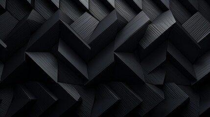 Aufkleber - Abstract geometric shapes with black color scheme. Modern 3D art background design. Minimalist texture with depth effect.
