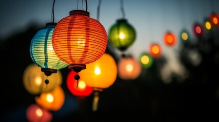 Poster - Colorful Lanterns Illuminating Evening Atmosphere