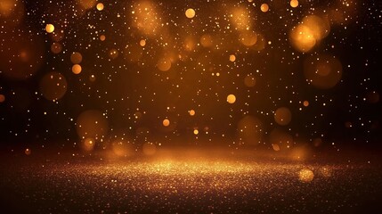 Aufkleber - Abstract Golden Glitter Lights Effect on Black Background, Featuring Sparkling Gold Bokeh and Copy Space for Festive and Elegant Design Elements in a Modern Vector Illustration Style.