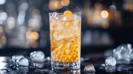 Poster - Refreshing Cocktail with Ice and Bokeh Background