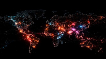 Leinwandbilder - Colorful Global Network Visualization of Connections