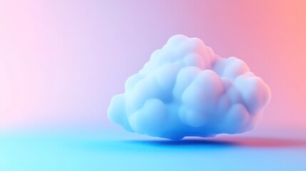 Aufkleber - Cloud storage concept - 3D white cloud with blue accents on gradient background, symbolizing online data