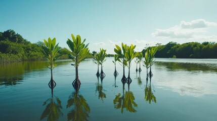 Poster - Lush Mangroves Amidst Calm Waters in Natural Habitat