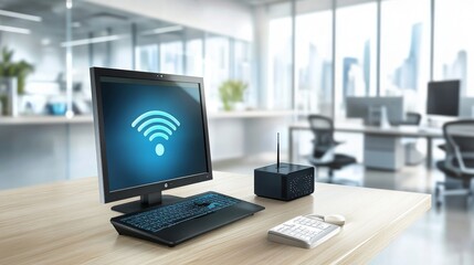 Poster - Modern Workspace with Technology and Internet Connection