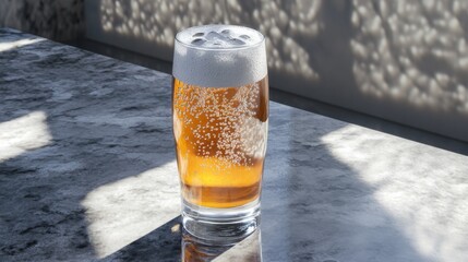 Poster - Fresh Pint of Beer on a Marble Countertop