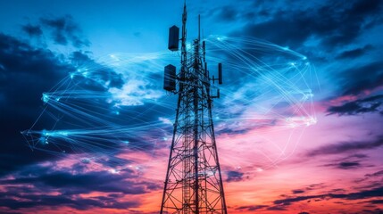 Poster - Communication Tower Against Colorful Sunset Sky