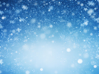 Christmas Wallpaper with Snow Winter Bokeh Glow and Blue Background