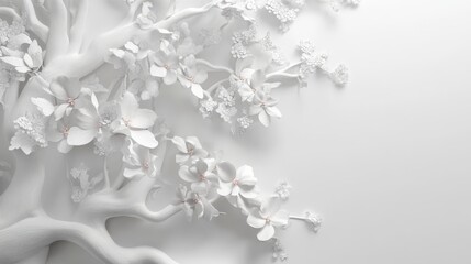 Poster - Abstract white paper flower branches background texture.
