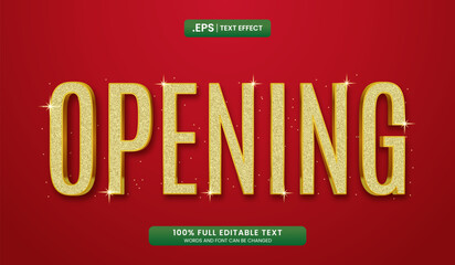 Wall Mural - Design editable opening text effect, Gold glitter text on red background for festive design