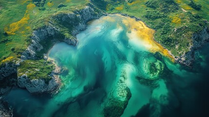 Wall Mural - Scenic Aerial View of Vibrant Coastal Landscape