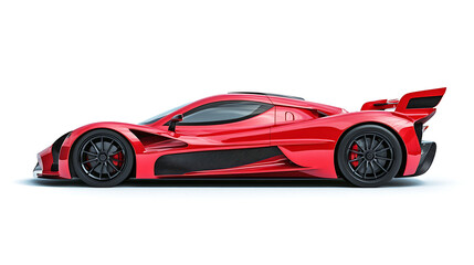 Poster - Lateral red sport car isolated on a white background