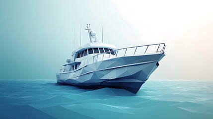 Poster - Isolated Low Poly graphic design of ,boat-3d rendering