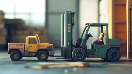 Poster - Forklift and truck