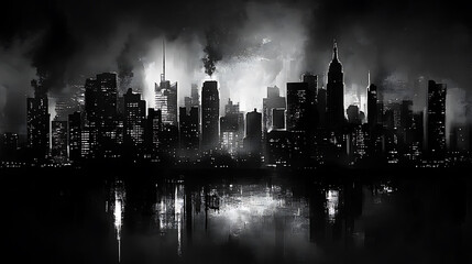 Leinwandbilder - Black and White New York Skyline