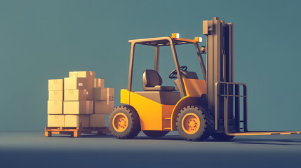 Poster - Forklift and truck