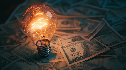 Poster - Light bulb with dollars