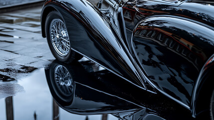 Poster - Black car reflected