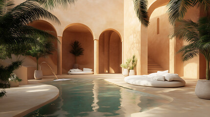Poster - 3d rendering, Oasis in the desert