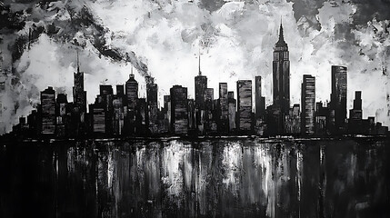 Wall Mural - Black and White New York Skyline