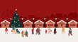 © Zubada - christmas_city_reTraditional Christmas market. Xmas fair. Family, people, buying treats, having fun, shopping, drinking and eating. European city panorama.