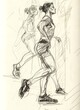 © Phatharaporn - Pencil Sketch of Two Women Running.