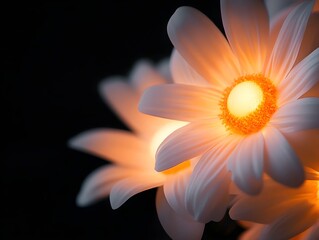 Poster - Soft Glow of White Flowers Against Dark Background