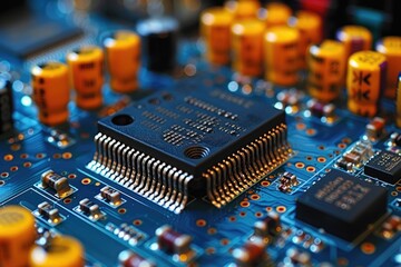 Poster - Close-up of a Circuit Board with Integrated Circuit Chip