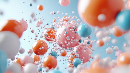 Poster - Abstract Floating Spheres in Trendy Pink and Blue Tones