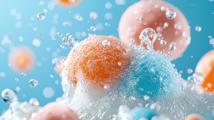 Aufkleber - Vibrant Abstract Liquid Blobs in Pink and Orange