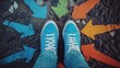 © Nico - Colorful Directional Arrows on Pavement with Sneakers