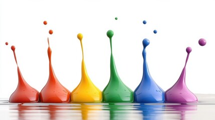 Poster - Colorful Ink Drops Merging in Water Close-up