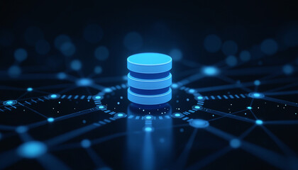 Poster - Database Icon with Network Connectivity: A database icon connected within a network, representing seamless data storage and retrieval in modern technology.