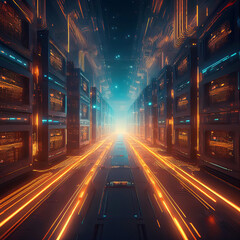 Wall Mural - Digital Corridor: Futuristic Data Highway