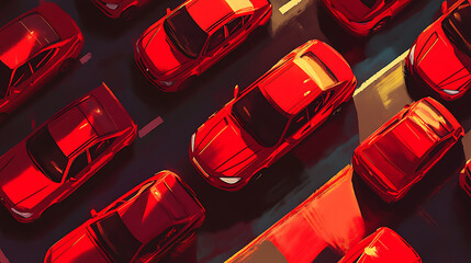 Poster - Red cars