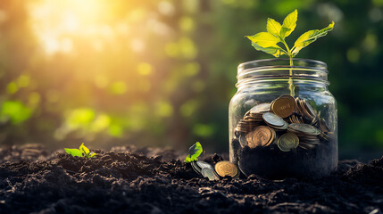 Poster - Retirement savings money in jar
