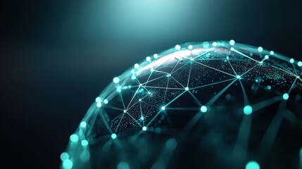 Poster - Interconnected Data Nodes with Glowing Network Design