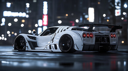Poster - white fast car