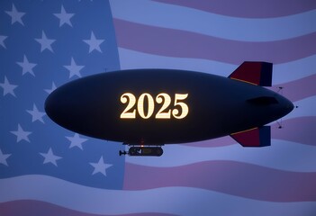 Wall Mural - its side background 2025 American blimp flag illuminated