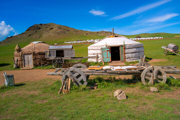 Authentic Mongol Nomad Show, demonstration of a traditional living way of real Mongolian nomads, an attractive for tourists in Mongolia