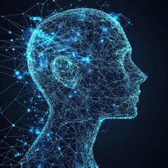 Poster - Digital human head symbolizing artificial intelligence and data analysis