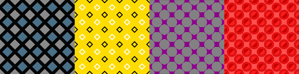 Poster - Seamless geometric threetone pattern set