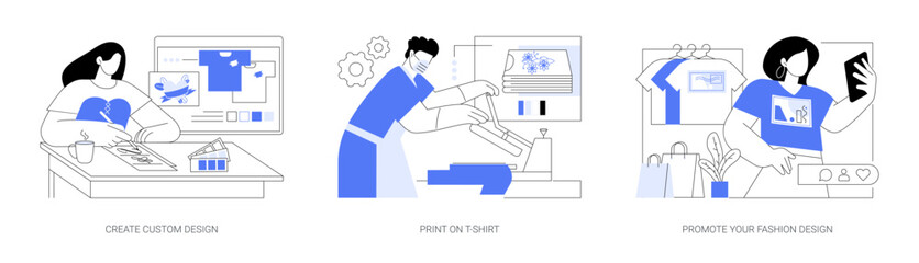 Wall Mural - t-shirt printing business isolated cartoon vector illustrations se