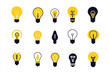 © Riva - A set of light bulb icon on a white background