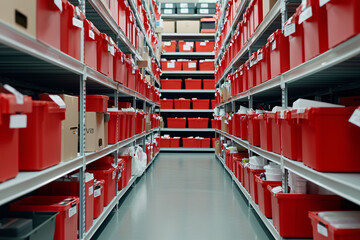 Neat storage area with labeled bins for organized inventory management