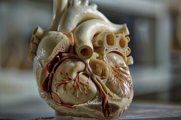 Poster - A colorful and detailed anatomical depiction of the human heart and circulatory system displayed on a dark background, emphasizing the structure and function of vital organs in education