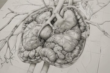 Poster - Intricate anatomical illustration of the human brain showcasing neural pathways and structures in detailed monochrome clarity