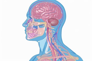Poster - Anatomical illustration of the human body highlighting major organs, vascular system, and digestive tract in educational setting